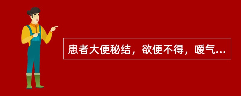 患者大便秘结，欲便不得，嗳气频作，胁腹痞满，腹中胀痛，纳食减少，舌苔薄腻，脉弦。除治疗便秘的基本手法外，还应注意：（）