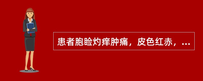 患者胞睑灼痒肿痛，皮色红赤，渗出粘液。根据症状，其诊断是：