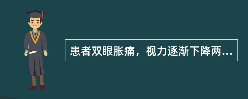 患者双眼胀痛，视力逐渐下降两年余，眼部检查：角膜轻度混浊，前房深浅正常，眼底C／D：右0．6PD、左0．7PD，眼压：双眼为4．67kPa，双眼视野均呈向心性缩小。全身症见头晕，失眠。已确诊为&quo