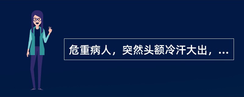 危重病人，突然头额冷汗大出，四肢厥冷，属于