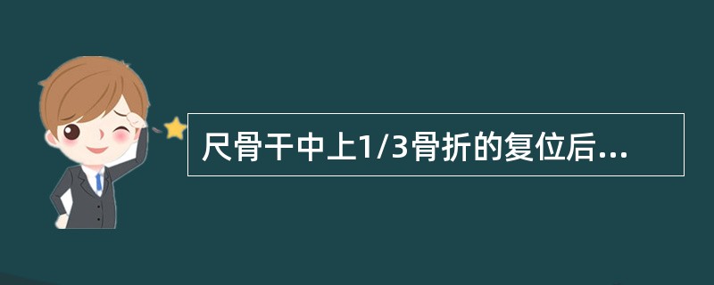 尺骨干中上1/3骨折的复位后应将前臂固定于（）周。