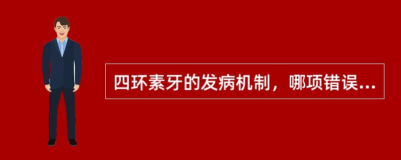 四环素牙的发病机制，哪项错误（）