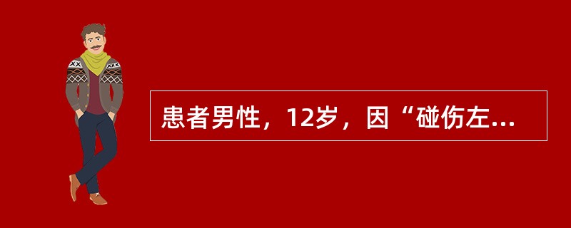 患者男性，12岁，因“碰伤左上第1中切牙2天，自觉有伸长感”来诊。口腔检查：患牙轻度松动，牙髓活力测试同正常牙，轻叩痛，无咬合创伤。<br /><br /><br /&g