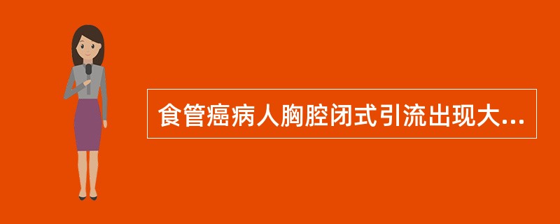 食管癌病人胸腔闭式引流出现大量淡黄色液体，考虑（）