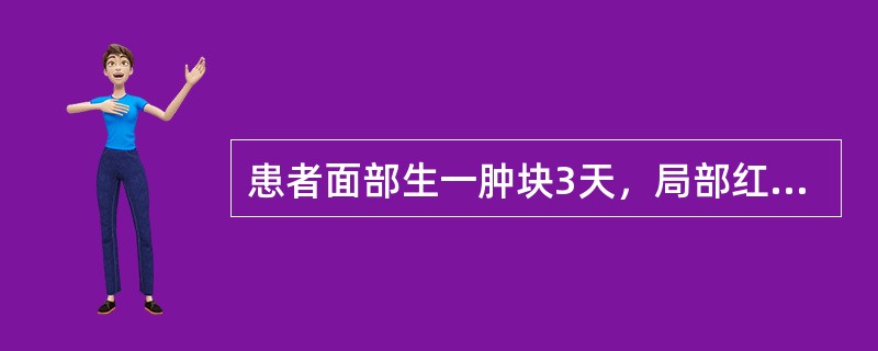 患者面部生一肿块3天，局部红肿疼痛，中央有一黄白色脓头，外治可用