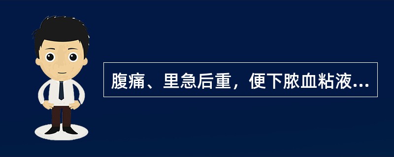 腹痛、里急后重，便下脓血粘液，舌苔黄腻，脉弦滑而实者多为（）