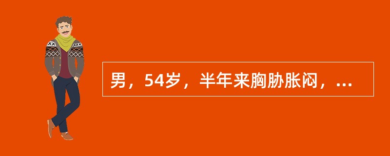 男，54岁，半年来胸胁胀闷，走窜疼痛，易怒，胁下痞块，刺痛拒按，舌紫暗，脉涩，属（）