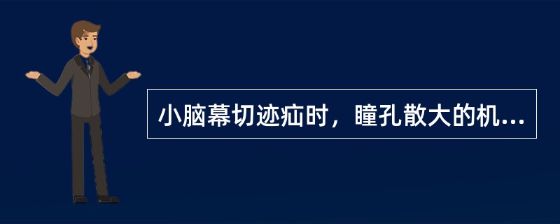 小脑幕切迹疝时，瞳孔散大的机制是（）