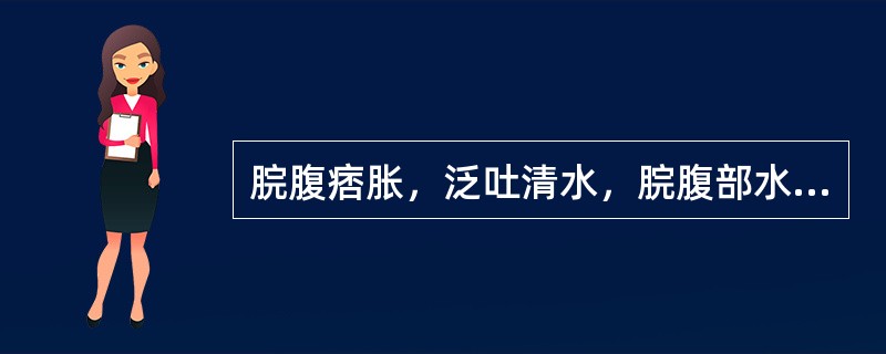 脘腹痞胀，泛吐清水，脘腹部水声辘辘，属