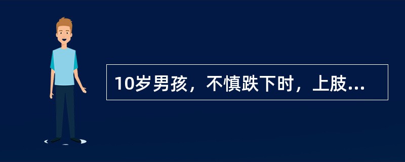 10岁男孩，不慎跌下时，上肢外展，手掌先着地，跌伤后肘部肿痛，功能障碍。检查肘部明显畸形，肘关节固定于半伸位，肘后隆起，皮下青紫，压痛明显，最大可能诊断是（）