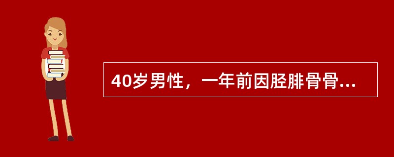 40岁男性，一年前因胫腓骨骨折，行手法复位，石膏外固定，现检查见骨折处有反常活动，X线显示胫骨上下端髓腔被硬化骨封闭，骨折端有3mm间隙，并向后成角15°，其治疗应采用（）