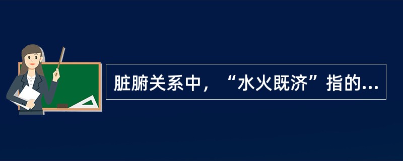 脏腑关系中，“水火既济”指的是（）