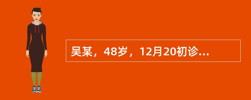 吴某，48岁，12月20初诊，症见恶寒重，发热轻，无汗，头痛，鼻塞声重，时流清涕，咳嗽吐白痰，口不渴，舌苔薄白，脉浮紧。本病例诊断为