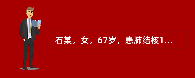 石某，女，67岁，患肺结核10余年，病情时轻时重，反复加重，现症：咳逆喘息，咯痰呈泡沫状，偶夹血丝，血色不鲜，潮热盗汗，心慌，肢肿形寒，舌质光暗，苔花剥，脉微细数。本病例选方为