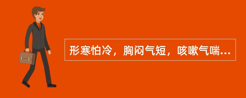 形寒怕冷，胸闷气短，咳嗽气喘，喉中痰鸣，舌苔白腻，此证属于