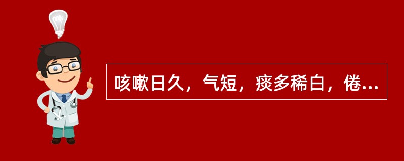 咳嗽日久，气短，痰多稀白，倦怠乏力，食少腹胀，舌苔淡白，脉细，此证属于