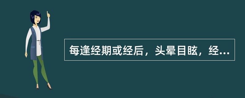 每逢经期或经后，头晕目眩，经行量少，色淡质稀，心悸少寐，其辨证为：