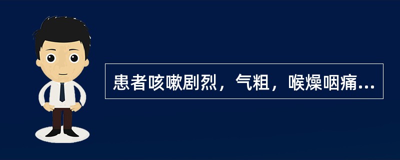 患者咳嗽剧烈，气粗，喉燥咽痛，咯痰不爽，痰粘色黄，常伴鼻塞流黄涕，口渴，头痛，发热恶风，舌苔薄黄，脉浮数。其证属