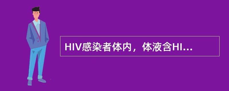 HIV感染者体内，体液含HIV浓度最高的是（　　）。