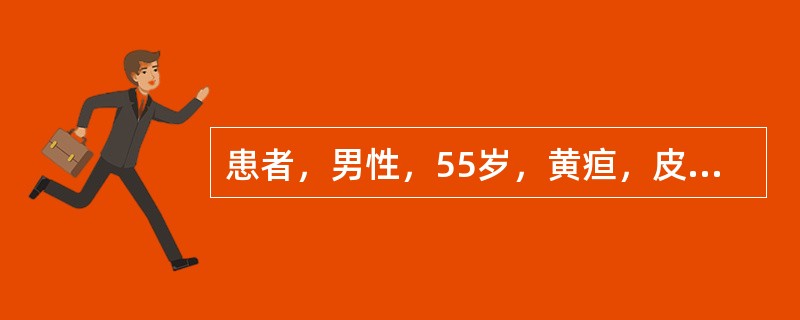 患者，男性，55岁，黄疸，皮肤瘀斑，慢性重症肝炎。AST 70U/L，ALT 87U/L，GGT70U/L，ALP 170U/L，清蛋白10g/L，球蛋白45g/L，A/G下降，总胆红素53μmol/