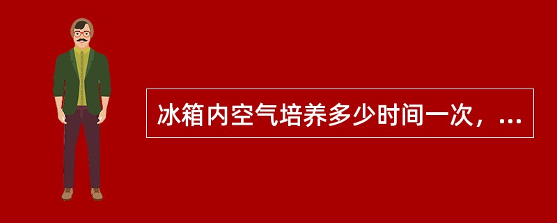 冰箱内空气培养多少时间一次，无真菌生长或培养皿（90mm）细菌生长菌落＜8CFU/10min或＜200CFU/m3合格？（　　）