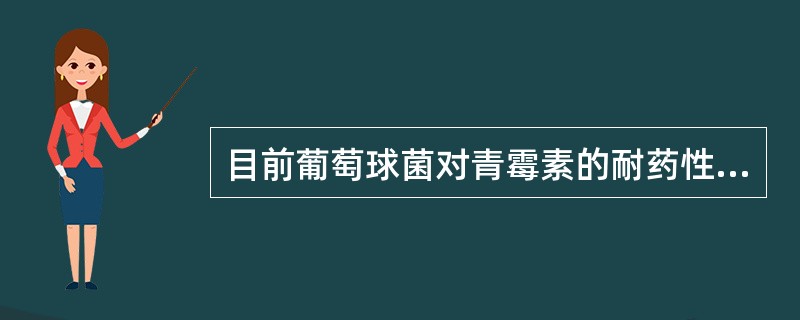 目前葡萄球菌对青霉素的耐药性已达（　　）。