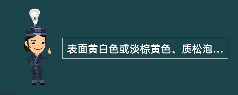 表面黄白色或淡棕黄色、质松泡、气微，味微甘的药材是（　　）。