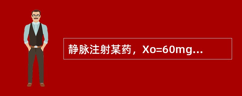 静脉注射某药，Xo=60mg，若初始血药浓度为15μg／ml，其表观分布容积V为