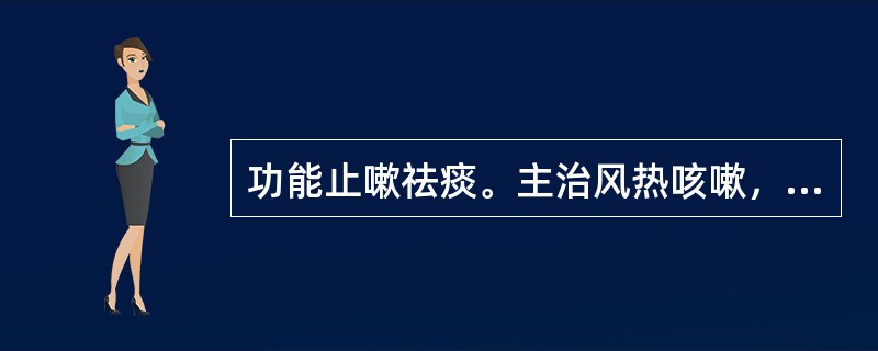 功能止嗽祛痰。主治风热咳嗽，痰多上气或燥咳的成药是