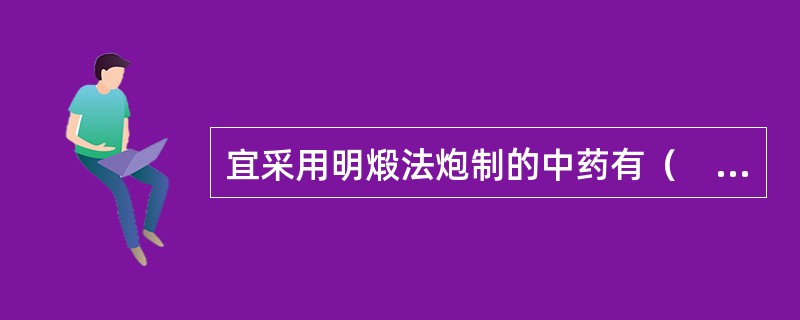 宜采用明煅法炮制的中药有（　　）。