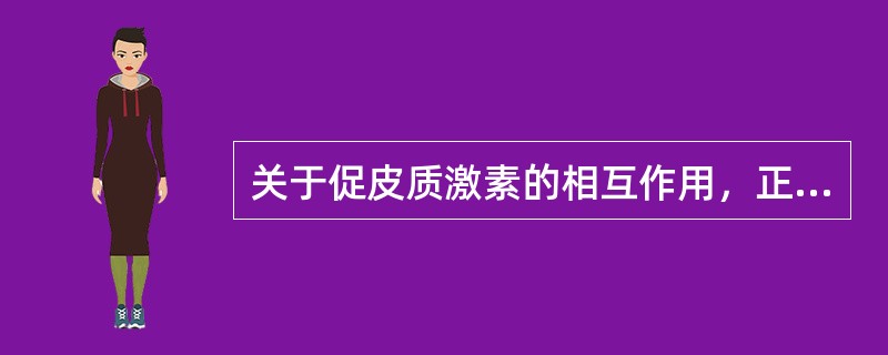 关于促皮质激素的相互作用，正确的是