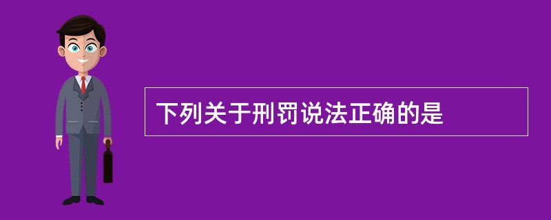 下列关于刑罚说法正确的是