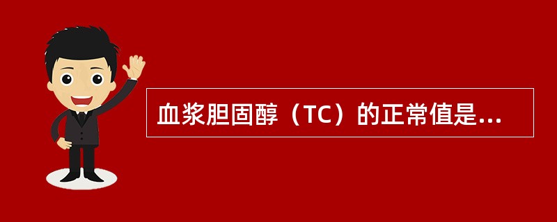 血浆胆固醇（TC）的正常值是（　　）。