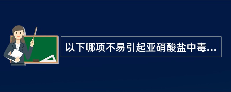 以下哪项不易引起亚硝酸盐中毒？（　　）