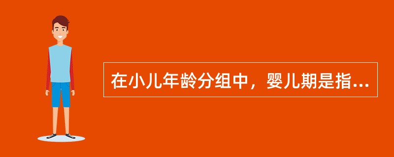 在小儿年龄分组中，婴儿期是指（　　）。