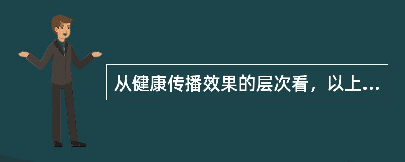 从健康传播效果的层次看，以上表述属于最低层次效果的是 