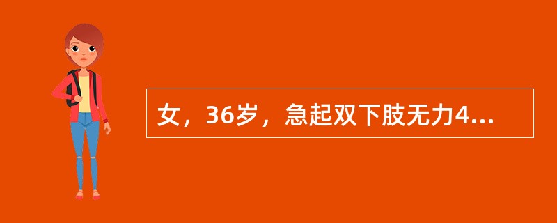 女，36岁，急起双下肢无力4天，双上肢无力2天，伴吞咽困难1天。病前1周有感冒病史。检查：双上肢肌力3级，双下肢肌力2级，肌张力低。腱反射消失，未引出病理征，颈4平面以下感觉消失，尿潴留。目前该患者应