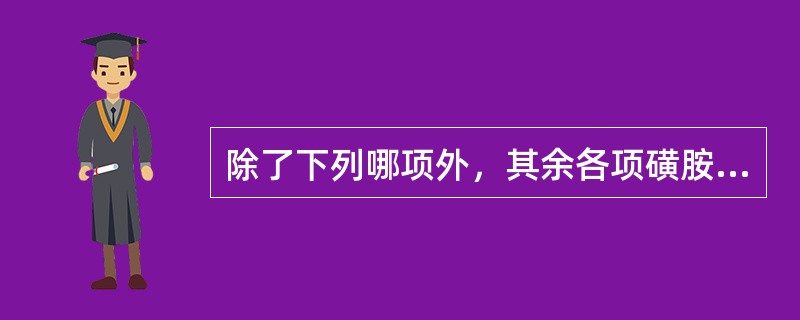 除了下列哪项外，其余各项磺胺类药物对其均有抑制作用