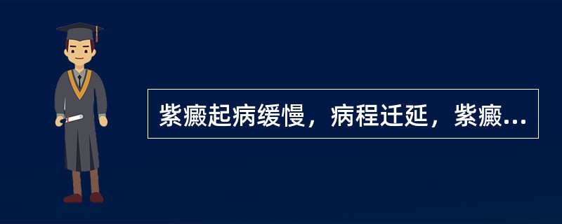 紫癜起病缓慢，病程迁延，紫癜反复出现，瘀点、瘀斑颜色淡紫，常有鼻衄、齿衄面色苍黄，神疲乏力，食欲不振，头晕心慌，舌质淡胖，舌苔薄，脉细无力。证属