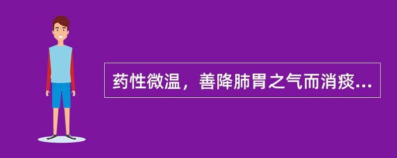 药性微温，善降肺胃之气而消痰止咳的药物是