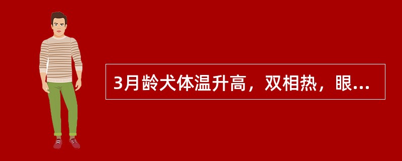 3月龄犬体温升高，双相热，眼鼻流脓性分泌物并伴有癫痫症状，取病料接种MDCK细胞，盲传3代后细胞出现合胞体病变，该病最可能的病原是（　　）。
