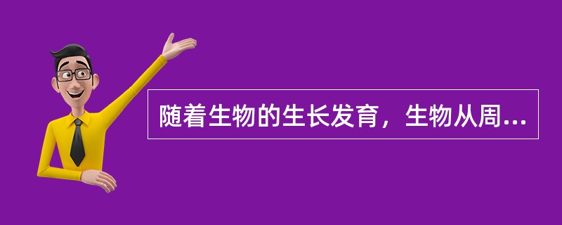 随着生物的生长发育，生物从周围环境和食物链摄入的某种难降解化合物的浓度不断增加，这种作用称为（　　）。