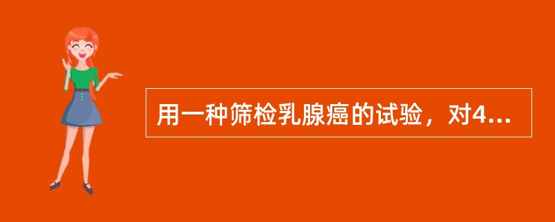 用一种筛检乳腺癌的试验，对400例患有乳腺癌的妇女和400名正常妇女进行筛检，结果前者中80例阳性，后者中40例阳性。该实验的灵敏度为（　　）。