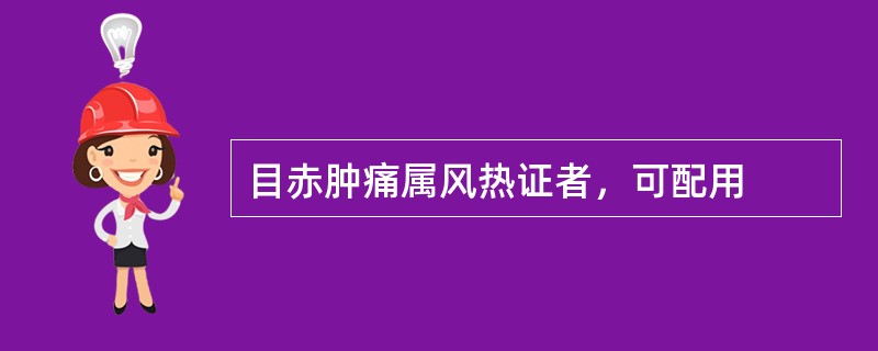 目赤肿痛属风热证者，可配用