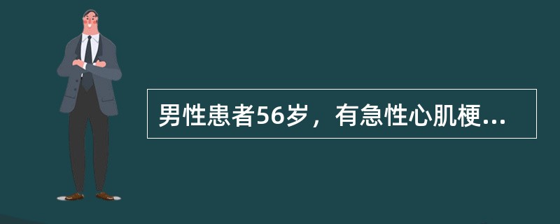 男性患者56岁，有急性心肌梗死病史，经治疗好转后，停药月余，昨夜突发剧咳而憋醒，不能平卧，咳粉红色泡沫样痰，烦躁不安，心率  130次/分，血压23～12.6kPa，两肺有小水泡音。诊断为急