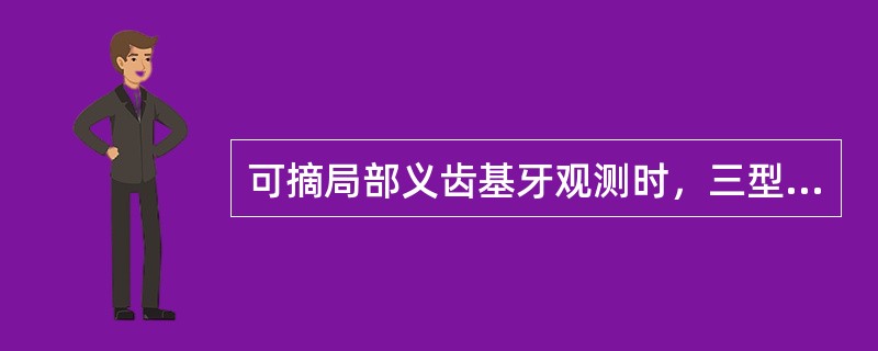 可摘局部义齿基牙观测时，三型观测线为