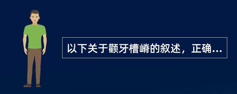 以下关于颧牙槽嵴的叙述，正确的是