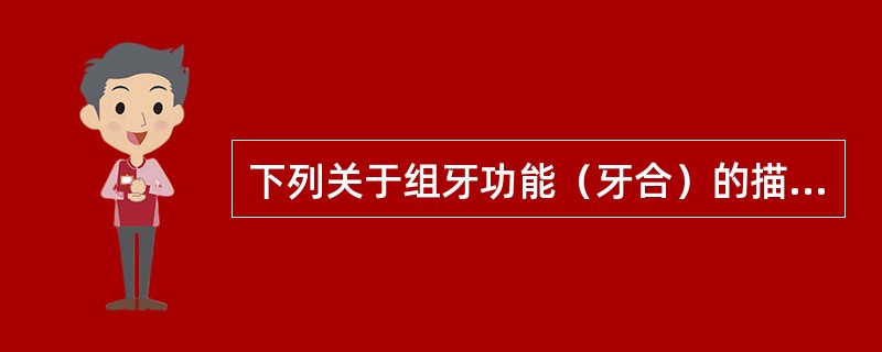 下列关于组牙功能（牙合）的描述中，不正确的是