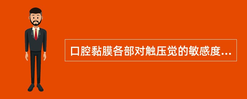 口腔黏膜各部对触压觉的敏感度不同，最敏感的部位和较迟钝的部位分别是