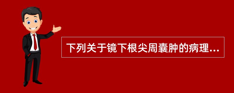 下列关于镜下根尖周囊肿的病理特点叙述不正确的是